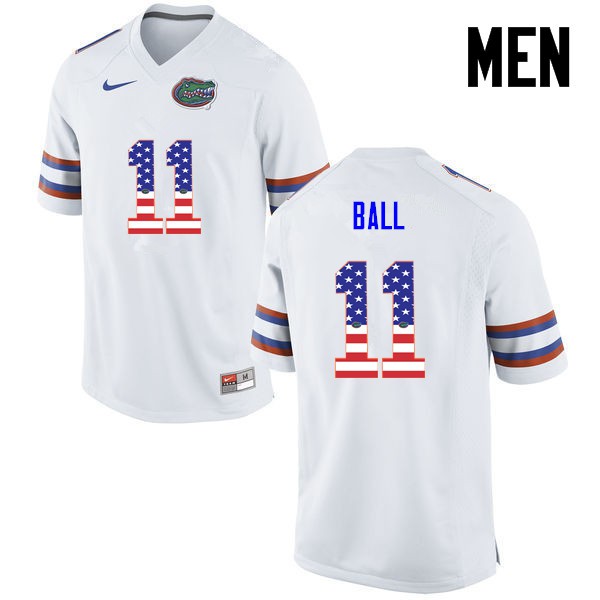 Florida Gators Men #11 Neiron Ball College Football Jersey USA Flag Fashion White
